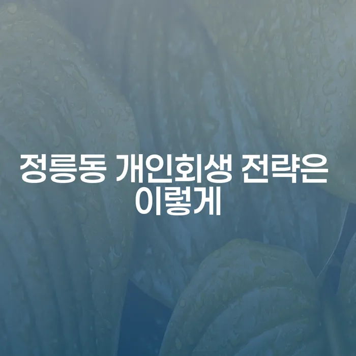 정릉동 개인회생 전략은 이렇게